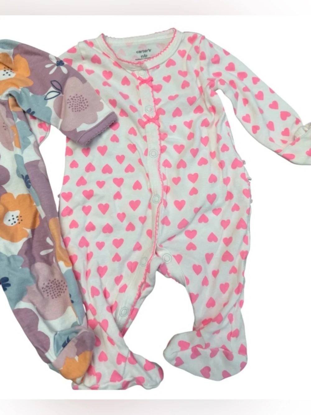 Carter's Newborn Girls 3-Pack Footed Snap Sleepers Cotton Knit Floral Newborn